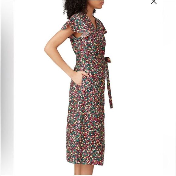 Draper James NWT Multi color floral linen wrap dress Sz 16 - Picture 2 of 10